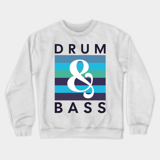 DRUM & BASS  - Blue Rainbow (light print) Crewneck Sweatshirt by DISCOTHREADZ 